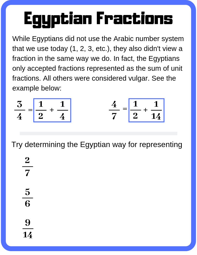 egyptian fractions worksheet